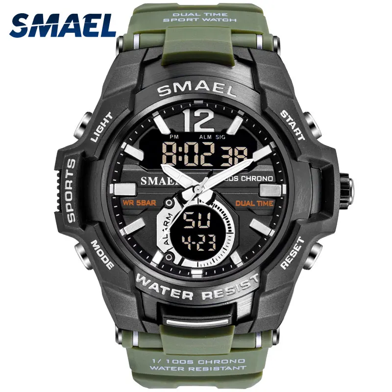 

SMAEL Sport Watch Men Fashion Casual Alarm Clock 50M Waterproof Military Chrono Dual Display Wristwatches Relogio Masculino