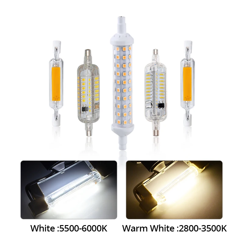 Светодиодная лампа R7S 78 мм 118 240 В переменного тока в стеклянная трубка COB Light s 5 Вт 10