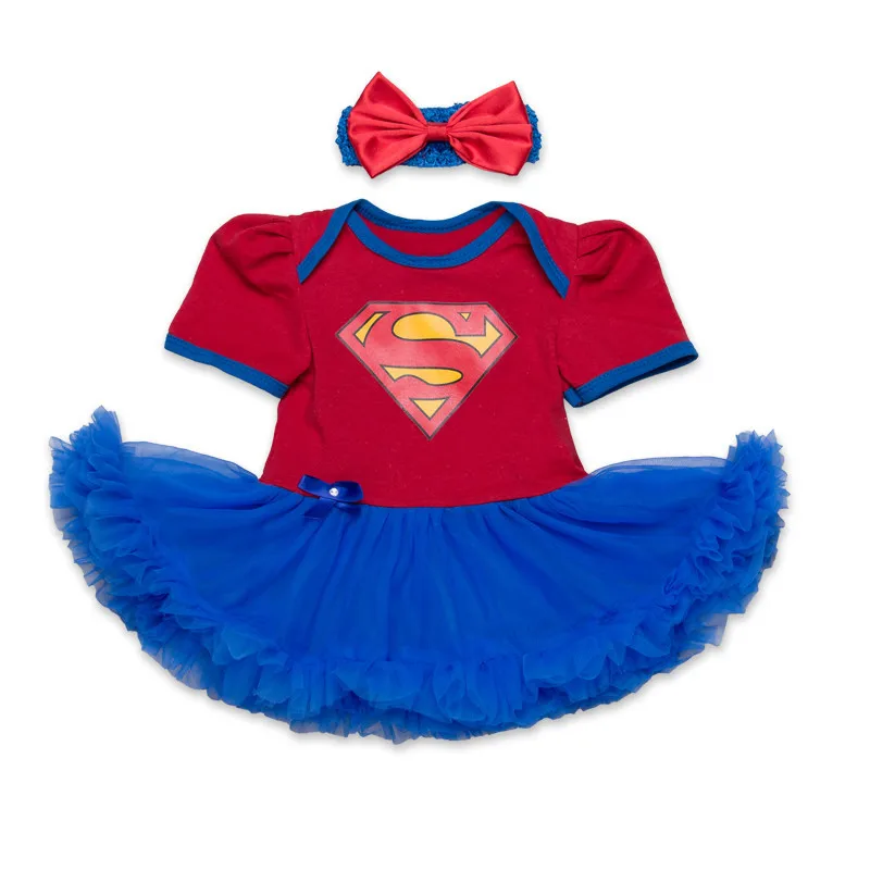 

Baby Dress Girls Christmas Costume Cotton Superman Romper Dress + Headband Party Toddler Baby Clothes Infant Jumpsuit