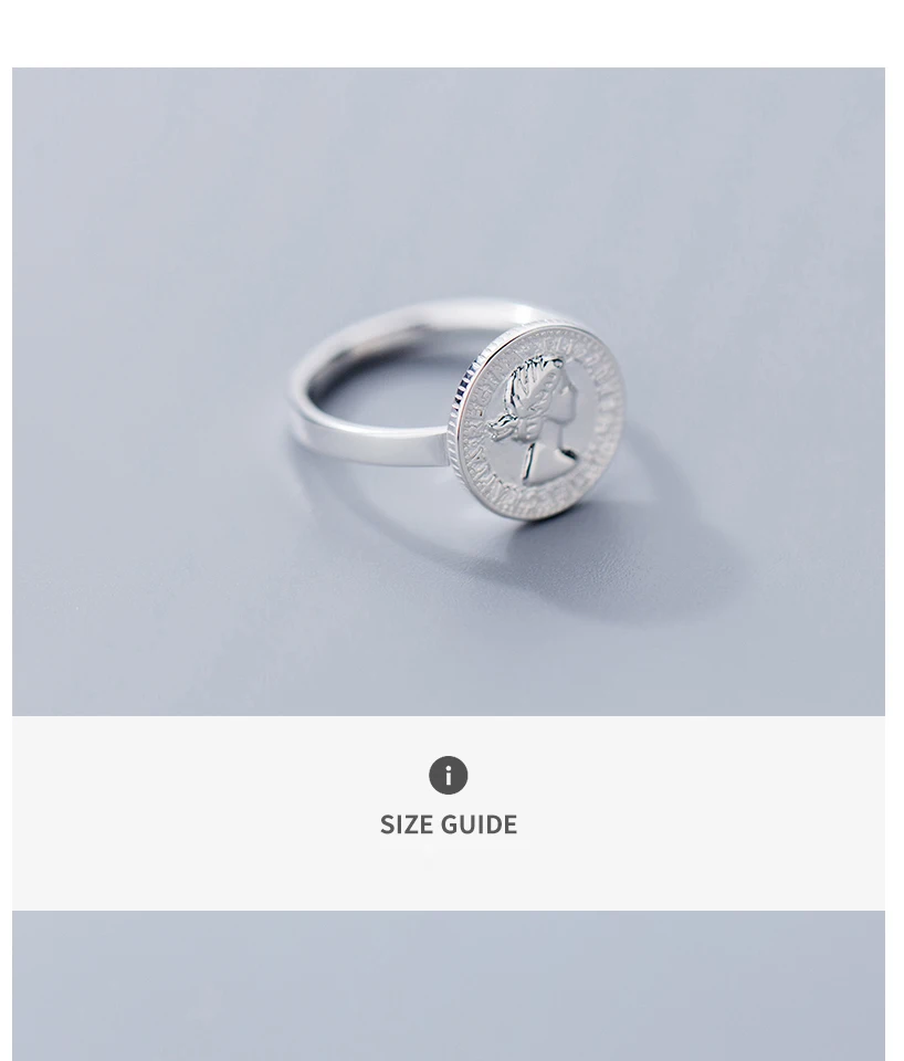 New 925 Sterling Silver Figure Coin Rings Silver Fashion Personality Dollar Avatar Round Open Rings For Women Charms Jewellery (3)