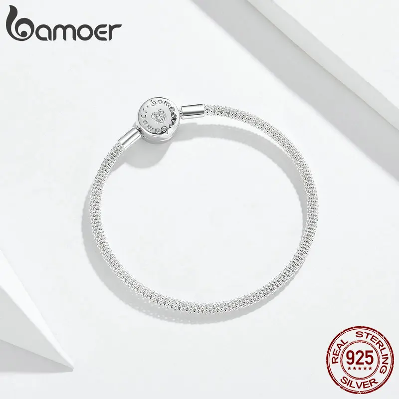 Billig Bamoer Popcorn Kette Armband für Perlen Unterschrift Gravieren Marke Stelring Silber Schmuck Fit für Original Silber Charme BSB014