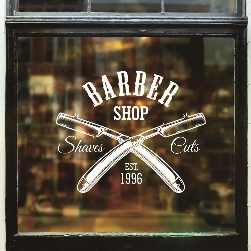 Hombre Barber Shop pegatina tiempo nombre Chop bread Decal haircut posters vinilo Wall Art decalques Ventanas decoracion mural13