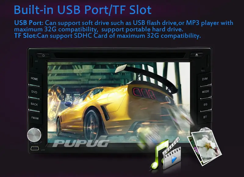 Sale NEW Bluetooth GPS Car Stereo DVD Player With 6.2" Double 2 Din Radio RDS Map+CAM 20