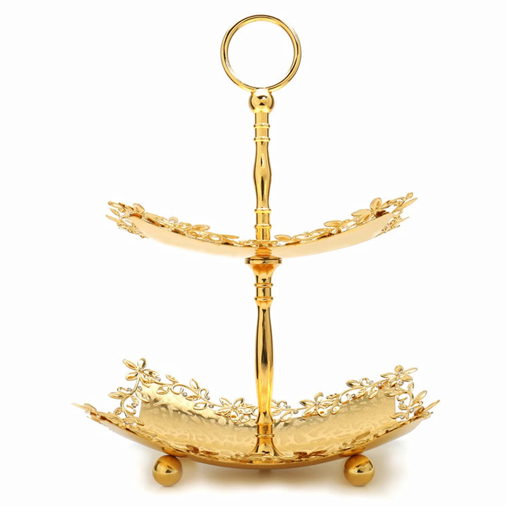 

Luxury Fruit Platter Dessert Dish Candy Box Gold Style Hollow Leaves Phnom Penh for Wedding Home Decoration