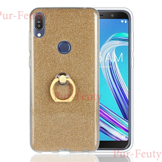 Чехол для ASUS ZenFone Max Pro M1 ZB602KL ZB601KL блестящие Симпатичные, из мягкого ТПУ силиконовый чехол-подставка для ZB602 ZB 602 601 KL - Цвет: gold