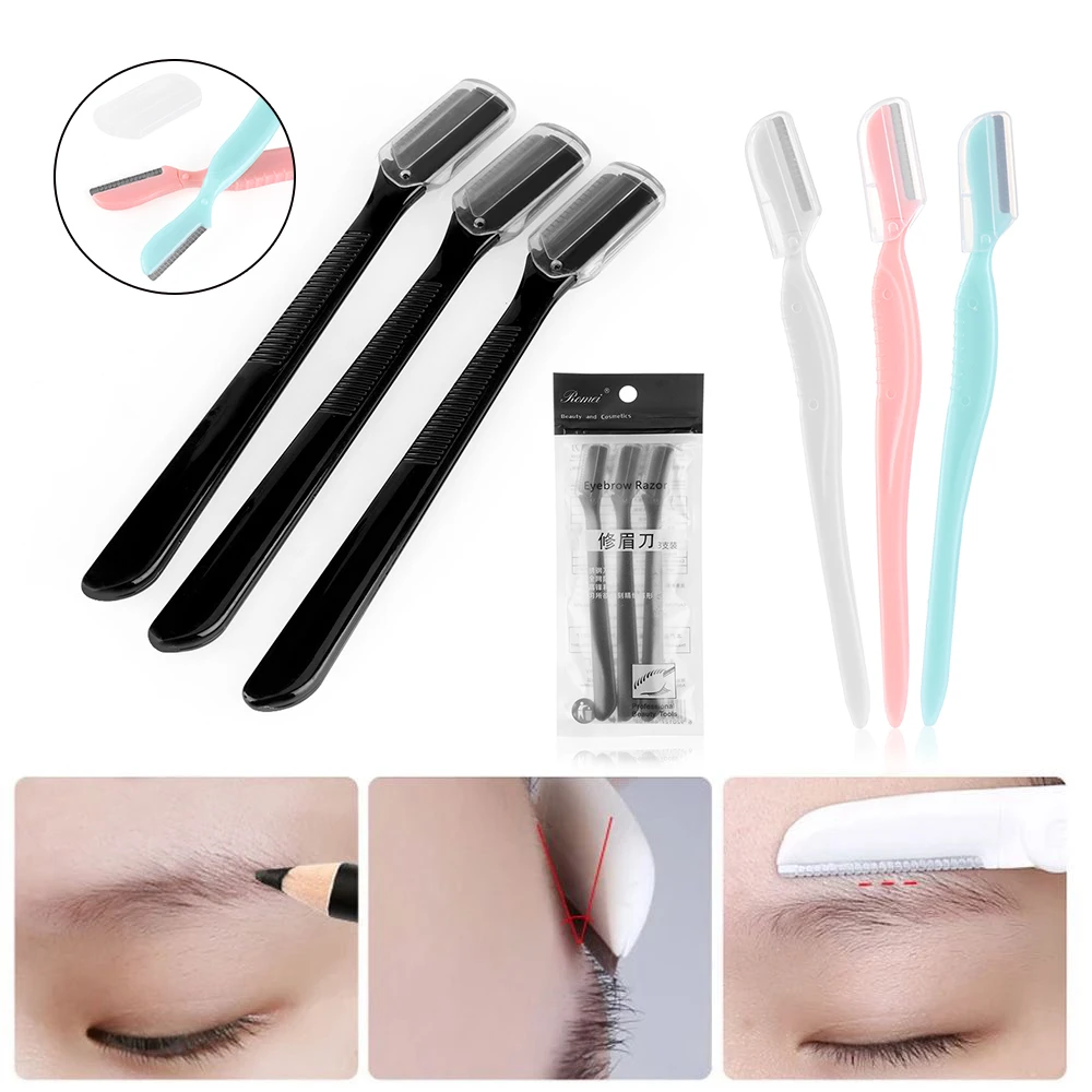 

1/3Pcs Colorful Eyebrow Trimmer Face Hair Razors Black Eyebrow Shaver Hair Removal Makeup Tools Folding Brow Shaver Makeup Tool