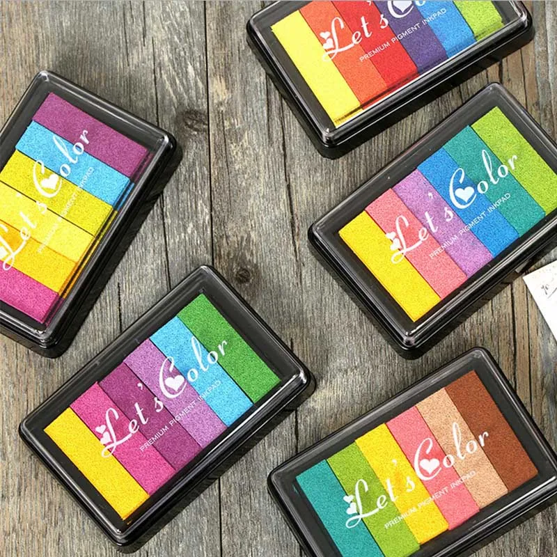

1 x colorized rainbow inkpad for stamp gradient ink pad for febric wood paper korean stationery school supplies