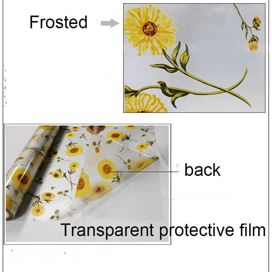 Stained Sun Flower Privacy Window Film Glass Stickers Frosted transparent opaque bathroom Static Glass Film Home Decor Decals