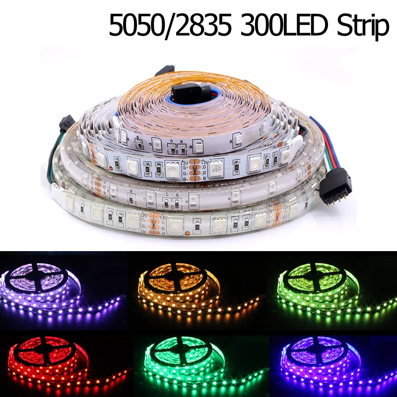 

5M 300Leds waterproof RGB Led Strip Light 3528 5050 DC12V 60Leds/M Fiexble Light Led Ribbon Tape Home Decoration Lamp