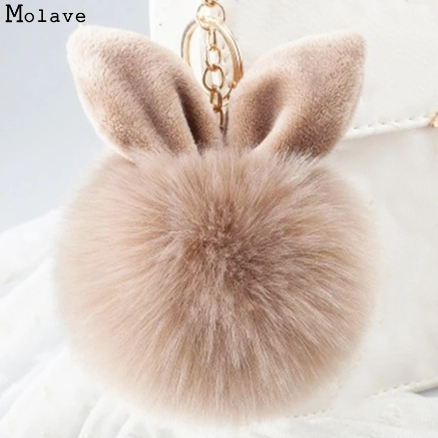 

Adroit 1PC Cute Mini Ear Faux Rabbit Fur Plush Ball Ring Pendant Chain For Bag 20S61226 drop shipping