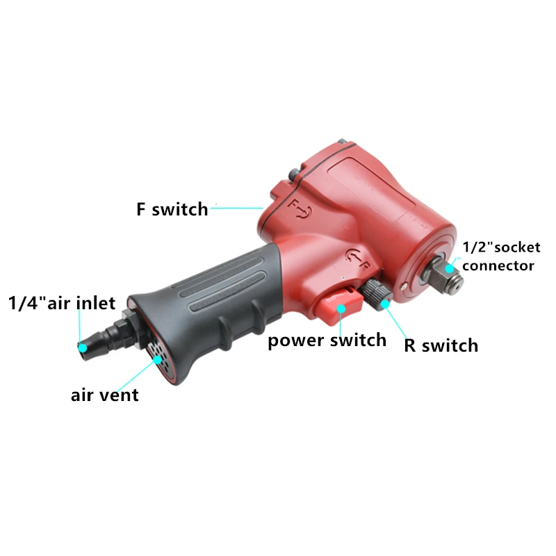 1/2 "Пневматические воздействия Гаечные ключи 678nm розетки значения работы 9000 об./мин. Пневматические инструменты для автомобилей Мотоцикл