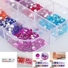 2500 шт наклейки для дизайна ногтей Стразы Блестки украшения Смешанные 12 цветов в случае TY99