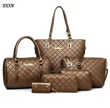 2017 bolso de la manera bolsos de las mujeres 6 unids/set bolso a cuadros cruzada cuerpo bolsa de mensajero bolso H293