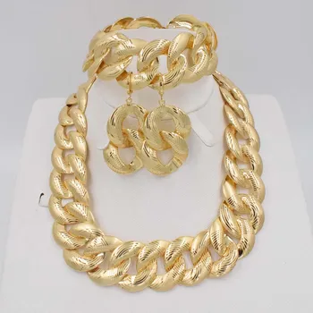 

TOP Quality Fashion Dubai gold jewelry sets African Beads Jewelry sets for women statement necklace and earring set bracelet