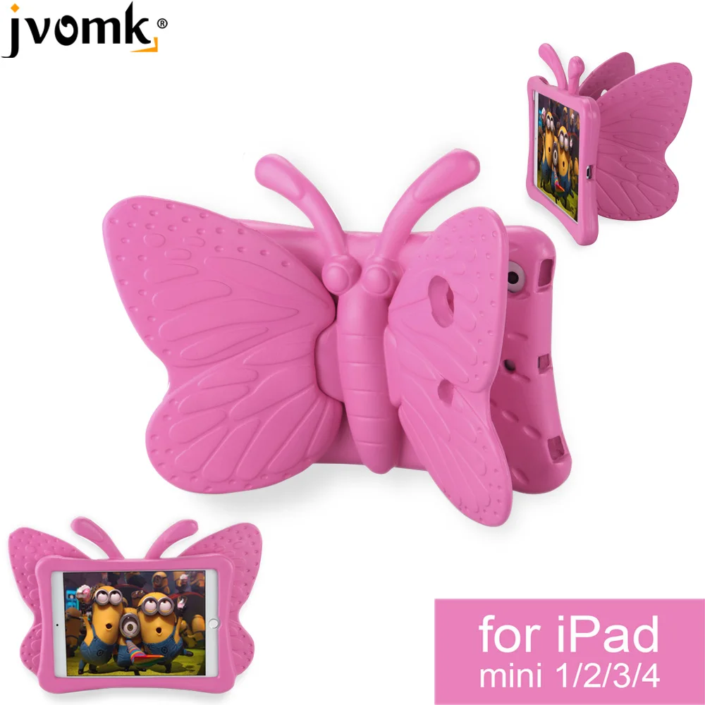

Kids Safe Case for iPad mini 1 2 3 4, 3D Cartoon Butterfly Stand Shockproof Tablet Case Cover for Apple mini1 mini2 mini3 mini4