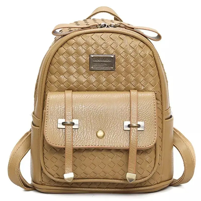 

Annmouler High Quality Backpack Fashion Women Backpacks Solid Color Casual Daypack Pu Leather Rucksack Small School Bag for Gilr