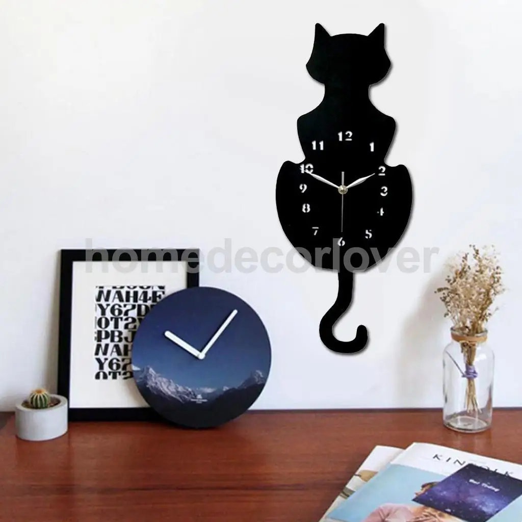 Креативные акриловые кошки собаки настенные часы хвост Wag качающийся маятник часы украшение дома дети студенческие подарки