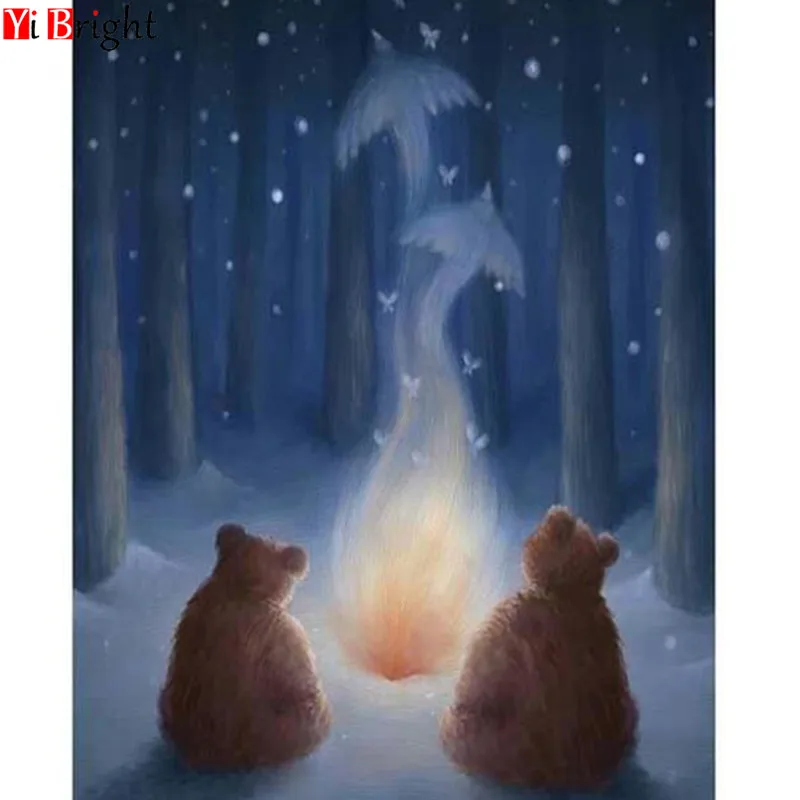 

Full Diamond Square Diamond 5D DIY Diamond Painting "Brown Bear" Diamond Embroidered Cross-stitch Rhinestone Mosaic XY1