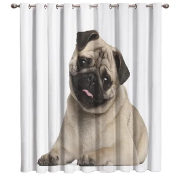 

Cute Animal Pug Dog Room Curtains Large Window Window Curtains Dark Living Room Decor Bedroom Indoor Drapes Kids Window