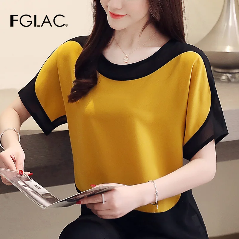 

FGLAC Women chiffon blouse shirt New 2019 Summer Bat sleeve women tops and blouses Plus size women clothing