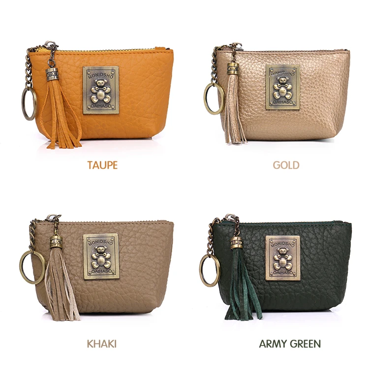 Women Mini Wallets Female Tassel Pendant Short Money Wallets Genuine Leather Lady Zipper Coin Purses Fashion Key Bag  (5)