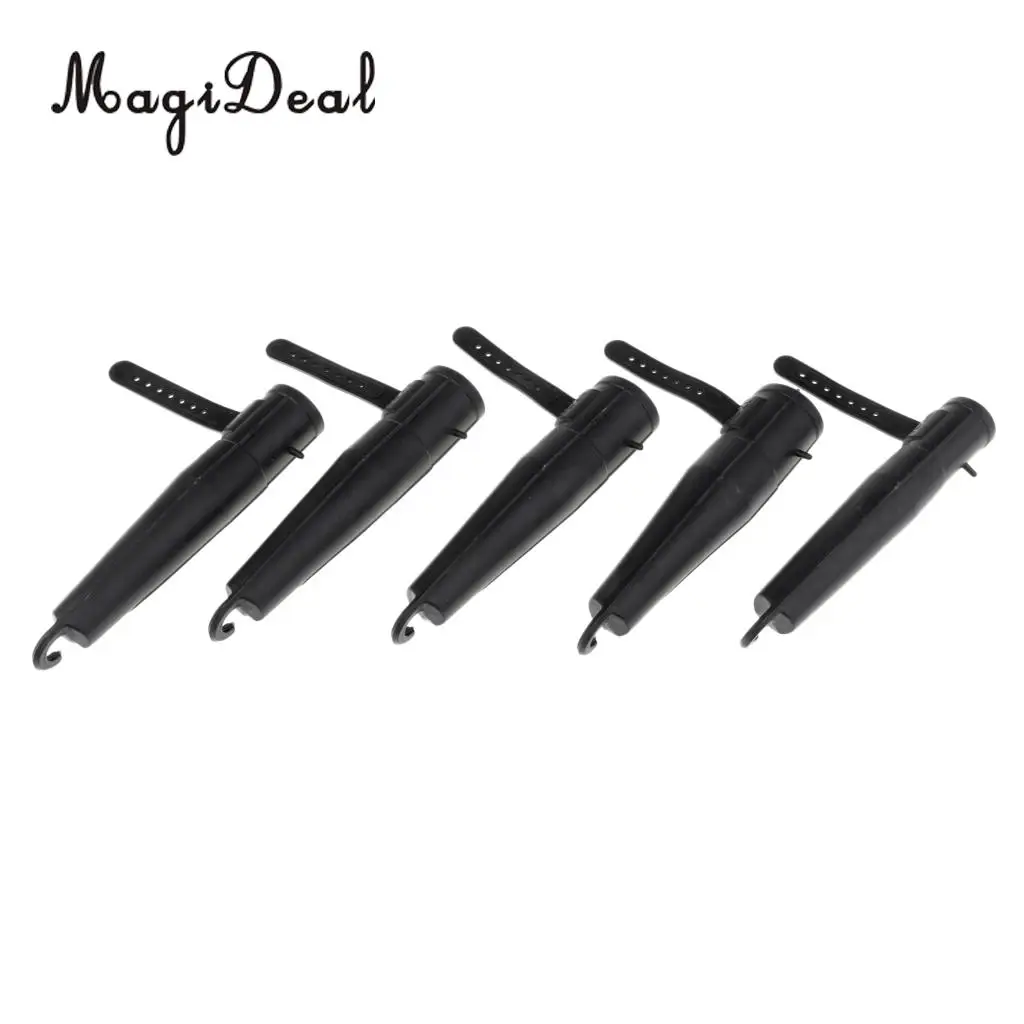 MagiDeal 5Pcs Fishing Rod Tip Cover Rod Cap Pole Glove Sleeve Protector Pole Cap with Strap for Fixing the Rod Black 20# 25#