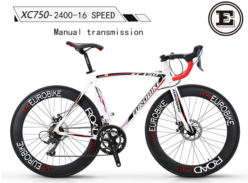 EuroBike xc750 carretera 700c de carreras bicicleta 14/16 velocidad aleación de aluminio marco y disco delantero y trasero bike 700c|road bikespeed - AliExpress