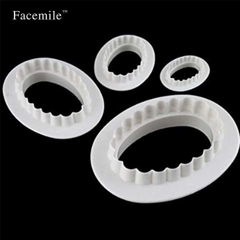 

2017 new 4pcs elliptical double-sided cutting die Oval Fondant Cake Decorating Sugarcraft Baking Cookie Cutters Mould Tool