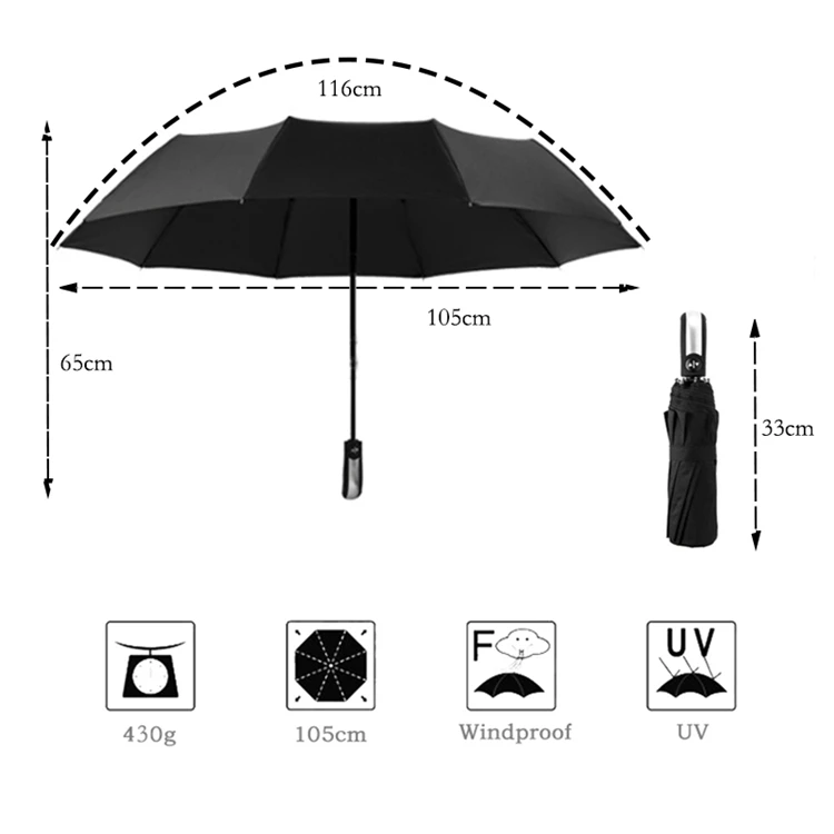 Большой крепкий зонт с 10 ребрами, Мужские Авто Роскошные ветрозащитные зонты, дождевые женские качественные брендовые автоматические деловые Зонты