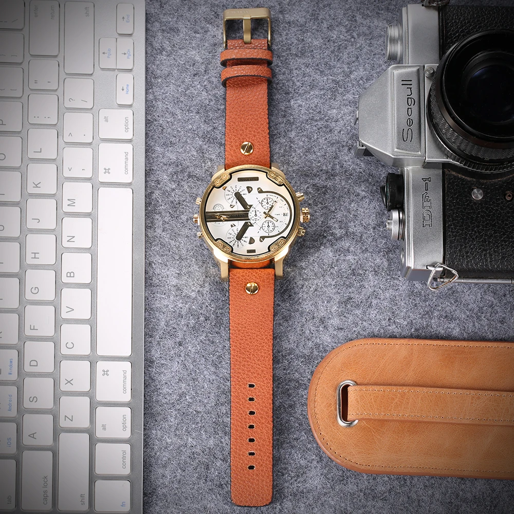 2019 drop shipping top luxury brand cagarny mens watches leather strap big case gold black silver dz military Relogio Masculino male clock man hour (40)