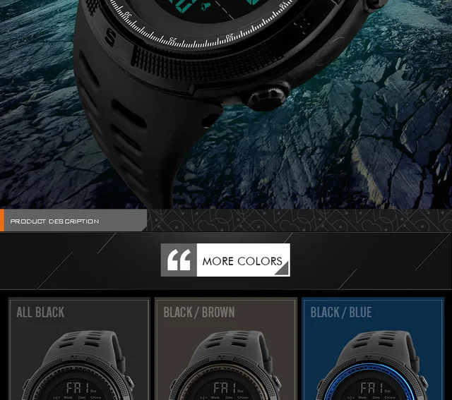 SKMEI Men Sports Watches Countdown Double Time Watch Alarm Chrono Digital Wristwatches 50M Waterproof Relogio Masculino 1251 -