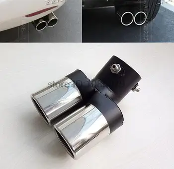 

Accessories 1pc Twin Dual Out Fit For Ford Focus Lacetti Viva Accent Exhaust Muffler Tip Pipe Tailpipe Finisher End Trim