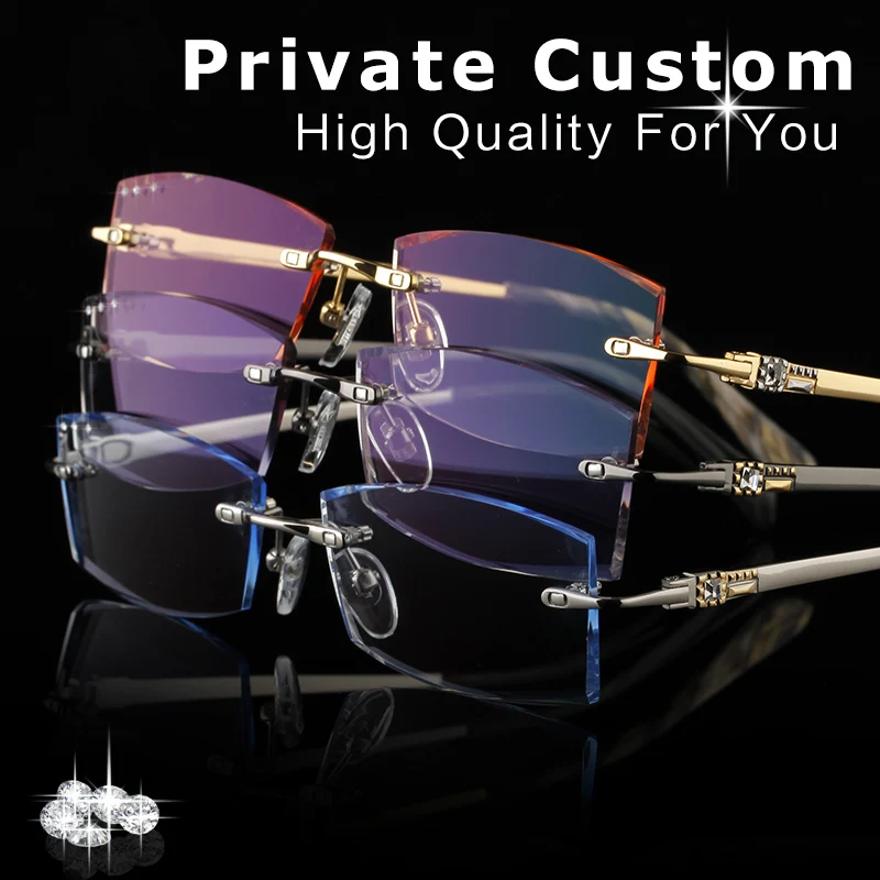 High Clear Lens Design Glasses Frames Gold Men Rimless Eyeglasses Male