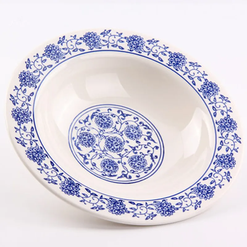 

3Pcs High quality Chinese style bowl tableware Blue and white bowls salad Italian soup bowl plastic bowl Kitchen utensils Table