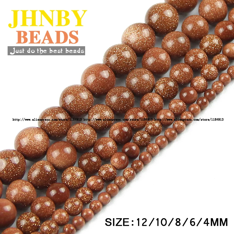 

JHNBY Top quality Natural Stone Golden sand stone beads Round Loose bead ball 4/6/8/10/12MM Handmade Jewelry bracelet making DIY