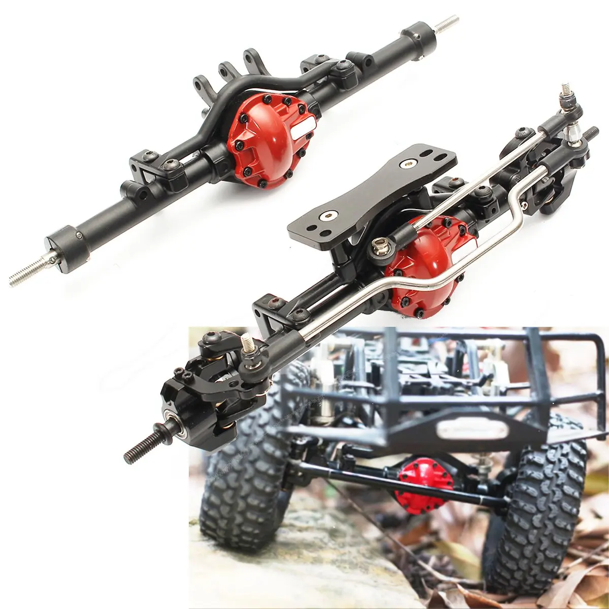 

1/10 Complete Alloy Front+Rear Axle For 1:10 Rc Rock Crawler D90 Scx10 RC4WD ARB