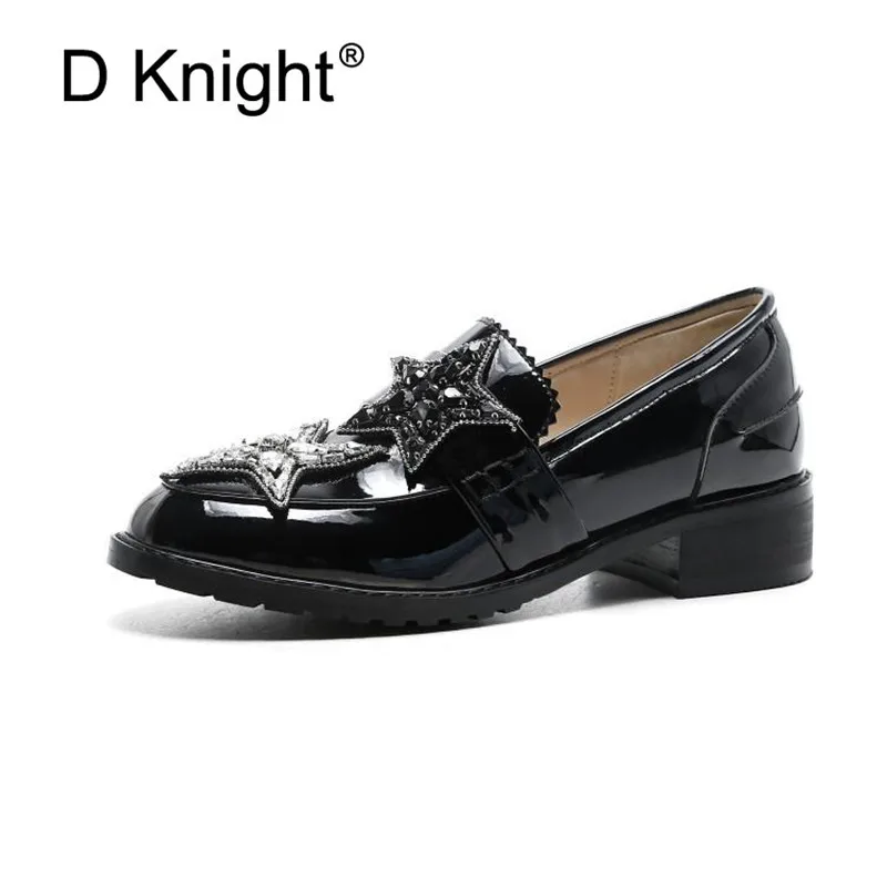 

British College Women Loafers Genuine Patent Leather Black Simple Lady Flat Oxford Shoes Spring New Female Brogue Shoes Big Size