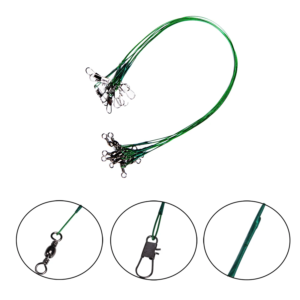 

20pcs/Fishing Steel Wire Line Anti-bite Fishing Line Leash SteelWire Leader15-30cm Swivel Snap Connector Fishing Accessory