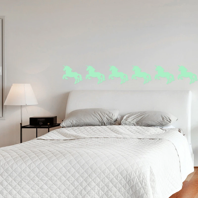 Cartoon Unicorn Luminous Wall Sticker DIY Removable Fluorescent Vinyl Decals Home Bedroom Decor Glow In the Dark Poster