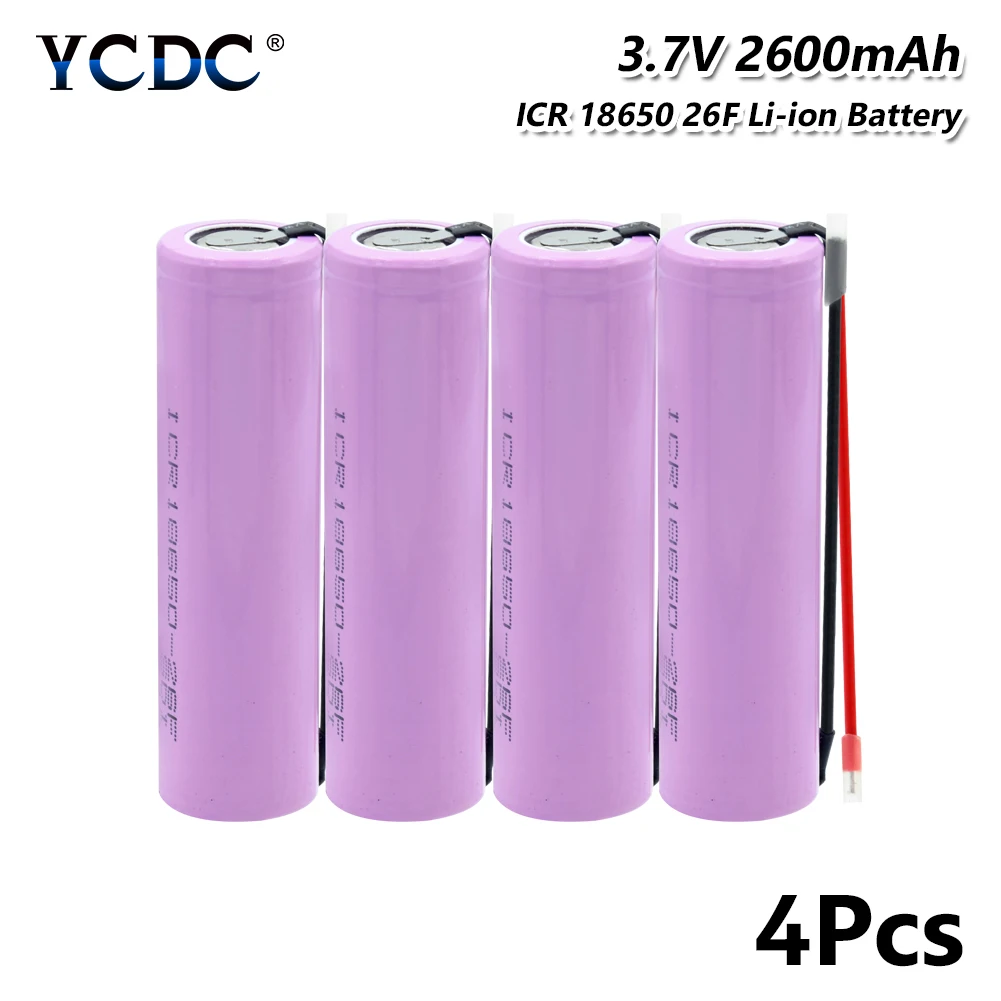 1/2/4x розовый ICR 18650 26F 3,7 V 2600mAh 18650 литий-ионная литиевая батарея, батарея Перезаряжаемые Батарея для Led фонарик Фонарь Vape Мощность банка