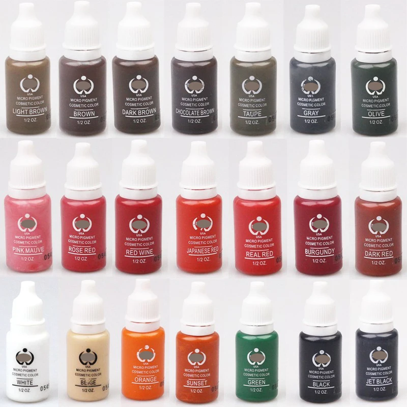 

Eyebrow Tattoo Inks 23 Colors Micro Pigment Professional Makeup Eyebrow Eyeliner Lip Tattoo Ink Pigment Body Tattoo Art 1/2OZ