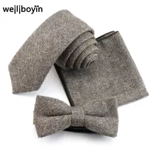 6 см Одноцветный галстук шерсть Мужские Галстуки бабочка Карманный платок Hanky тонкие галстуки для мужчин Свадебная вечеринка Gravata cravate pour homme