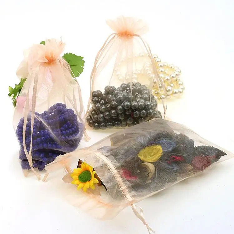 Wholesale 100pcs/lot 13x18cm Light Orange Wedding Drawable Organza