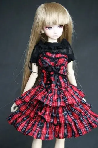 [Wamami] 244# красное клетчатое платье/рубашка/костюм 1/4 MSD 1/3 1/6 SD DZ AOD Luts BJD Dollfie