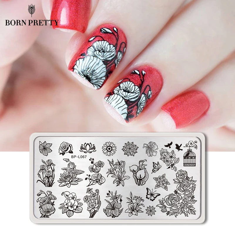 

BORN PRETTY Geometrical Nail Stamping Template London Style Fashion Girl Rectangle Plate Manicure Nail Art Image Plate