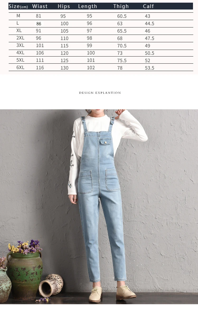 Denim bib women loose spring and autumn new 2018 students Korean version bf large size ulzzang bib women (2)