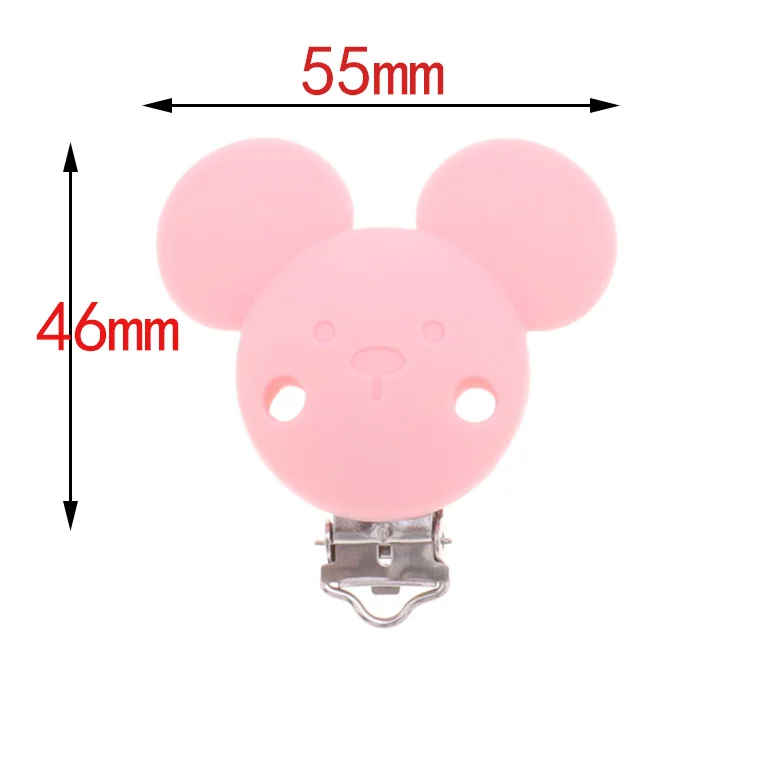 Fkisbox 2pcs Mouse Pacifier Clip Silicone Bead Baby Teether& Plastic Teething Accessories Nipple Clasps Toy DIY Round Koala