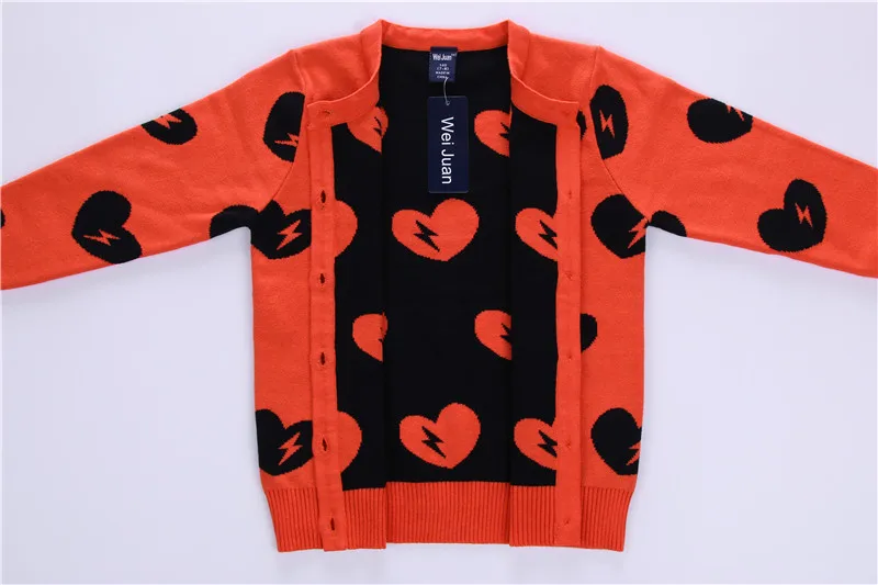 inverno junior cheio de algodão corações cardigan