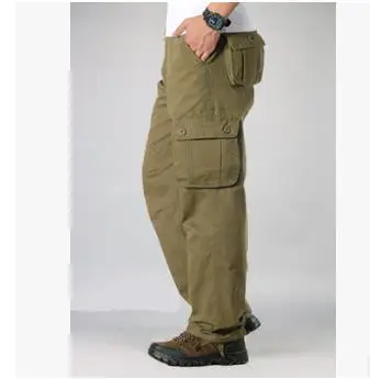 Мужские повседневные брюки, модные мужские комбинезоны брюки с несколькими карманами, мужские повседневные брюки, мужские брюки, мешковатые брюки 42 44 - Цвет: Army yellow