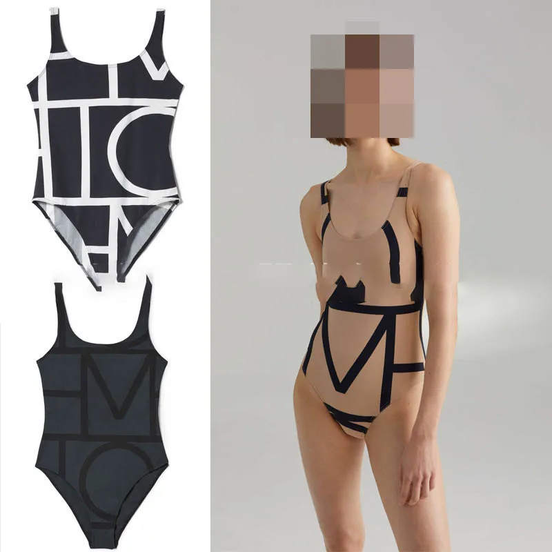 

Women Bathing Suit Swim Suit Holiday Style Logo Print One-piece Swimsuit Swimwear